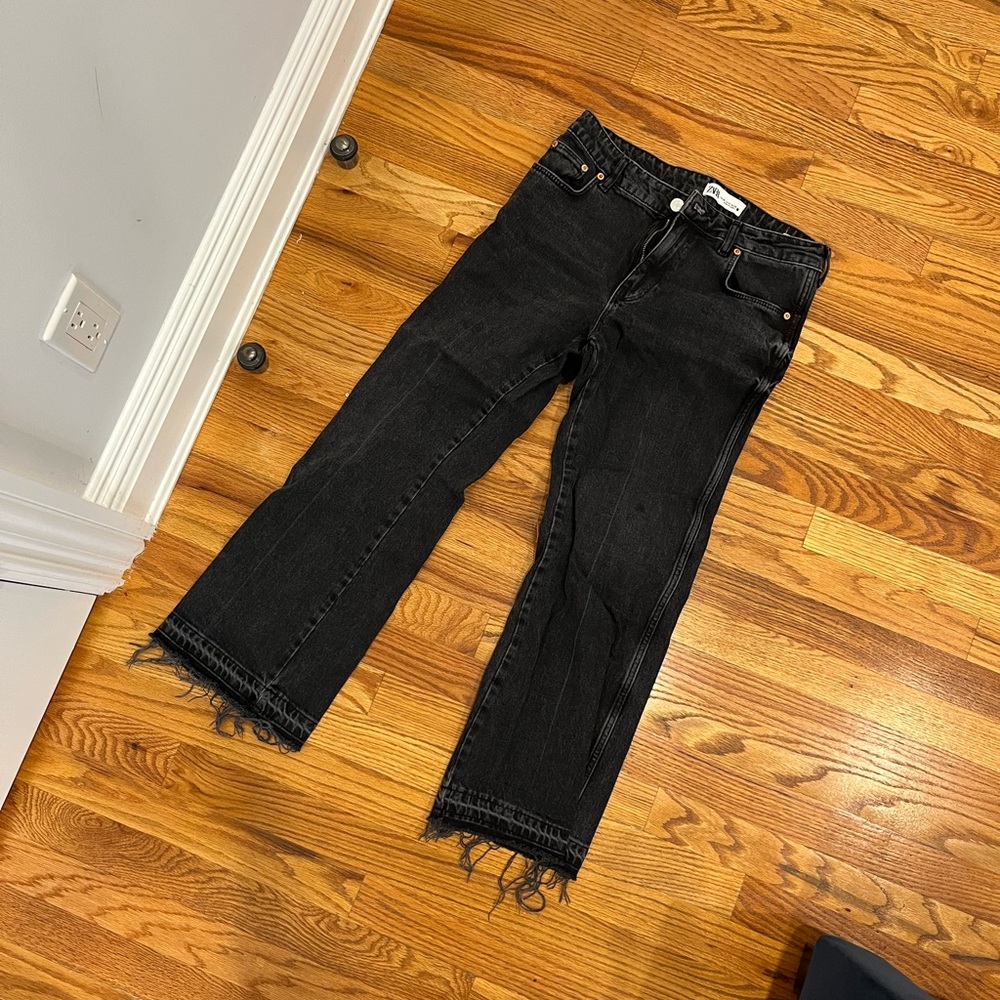 Zara low waisted flared black jeans